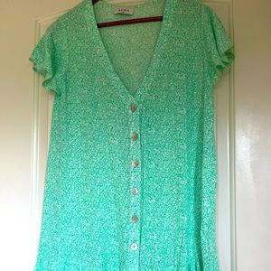 Bright green floral print Aura dress